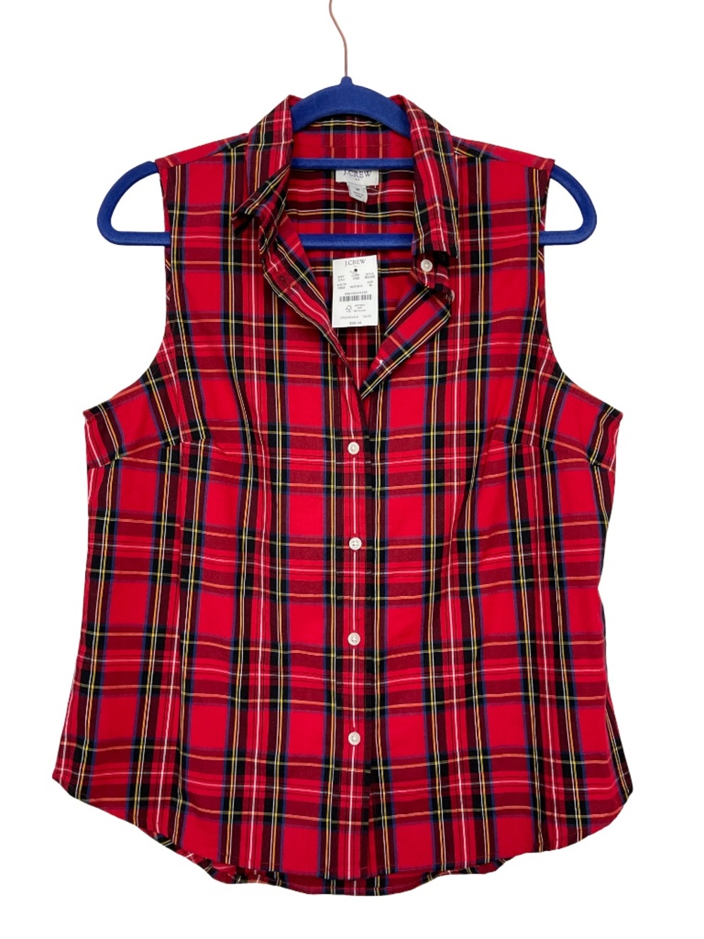 J. Crew Tartan Cotton Poplin Top in Signature Fit NWT